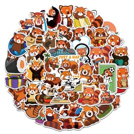 Cute Red Panda Stickers 50 pcs Waterproof Cartoon Panda Stickers for Water Bottle Laptop Car Motorcycle Bicycle Skateboard Luggage Scrapbook Phone,Vinyl Raccoon Stickers for Teens Children