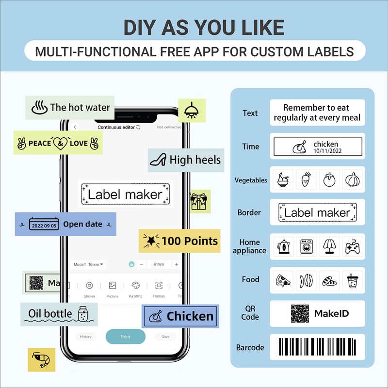 MakeID Label Makers L1 Q1 Refills Waterproof Laminated Custom Stickers
