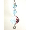 Blue Glass Shell and Heart Ceiling Fan Pull