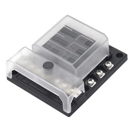 NUZAMAS 12-Volt-Sicherungstafelblock, Bootssicherungstafel mit LED-Anzeige für durchgebrannte Sicherungen, 6 Stromkreise mit negativem Bus-Sicherungskasten für Auto Marine Wohnmobil, LKW, DC 12–24 V