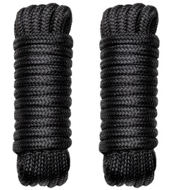 Boat Dock Lines Marine Rope - 1/2" x 20ft with Pre-Spliced 12" Loop Double Braided Nylon Ropes Bumper Tie Mooring Line for Boats Docking Pontoon Boating Accessories - 2 Pack