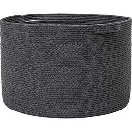 24" x 24" x 17" Max Size Large Cotton Rope Basket, Extra Large Storage Basket, Woven Laundry Hamper, Toy Storage Bin, for Blankets Clothes Toys Pillows in Living Room, Baby Nursery, All Dark Grey