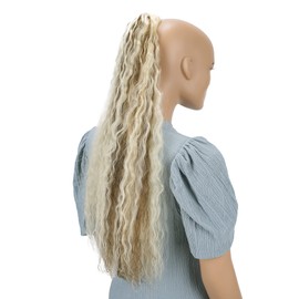 PRETTYSHOP 65 cm Hairpiece HCW104, Ponytail Braid Hair Extension, Voluminous Wavy, Brown Light Blonde Streaked