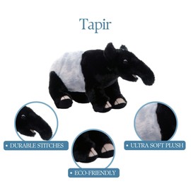 The Petting Zoo Malaysian Tapir Stuffed Animal Plushie, Gifts for Kids, Wild Onez Zoo Animals, Tapir Plush Toy 12 inches