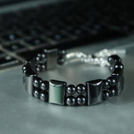 HASKARE Natural Crystal Beads Bracelet for Men Genuine Premium Obsidian Protection Guardian Stone Bracelet Energy Activation Mens Beaded Bracelet Rainbow Light Gradient Crystal Gifts for Mens Father