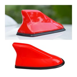 KHGUZ Car Shark Fin Antenna Cover, Roof Aerial Vehicle AM/FM Radio Signal Base with Adhesive Tape, Auto Exterior Antenna Replacement Accessories, Universal for SUV, Sedan, Truck (Red)