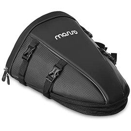 MOSISO Motorcycle Tail Bag Multifunctional Waterproof Polyester Storage Saddle Bag, 10L Outdoor Sports Motorbike Rear Seat Light Tank Handbag Tool Carry Pouch with Shoulder Strap, Black