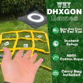 Giant Tic Tac Toe Strap Game Outdoor, Portable Tic Tac Toe Bean Bag Toss Game with 10pcs Bean Bag, Large Outdoor Lawn Yard Backyard Carnival Field Day Game, Jumbo Yard Games for Kids Adults Family