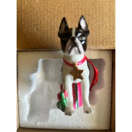 DNC Boston Terrier Porcelain Christmas Ornament NIB