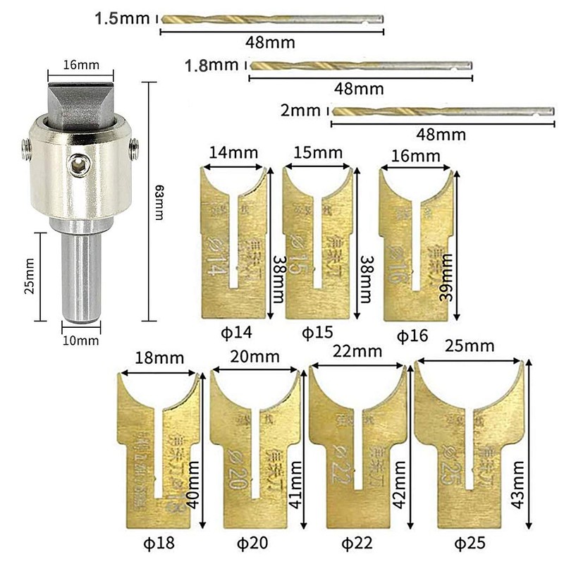 Wooden Bead Maker Drill Bit - 18Pcs 14-25mm Carbide Wood