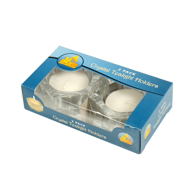 Crystal Tealight Holder - Shabbat Travel Candles - 2 Pack