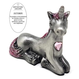 The Leonardo Collection Pewter Birthstone Unicorn Figurine Birthday Gemstone Month Ornament Gift Boxed (October)