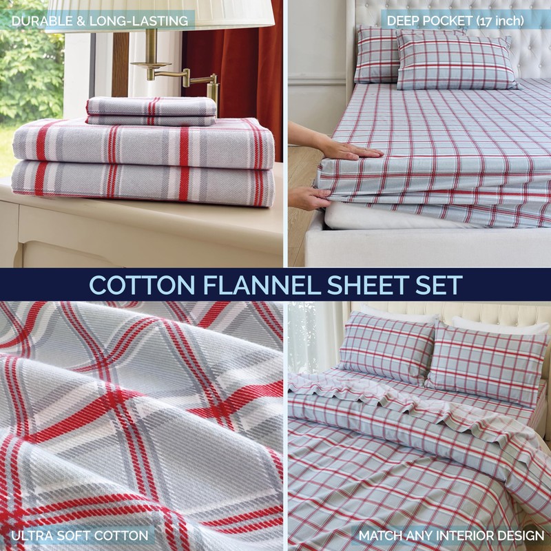Elegant Comfort Soft 4-Piece 100% Turkish Cotton Flannel Sheet Set