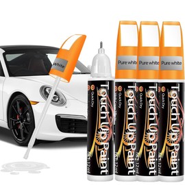 Reparador Arañazos Coche，Pintura para retocar , Kit de Reparación de Pintura de Coche - 12ml, Paquete de 4 - Bolígrafo de Pintura para Coche Dos en Uno, Rápida Reparación de Arañazos en Coches (Blanco)