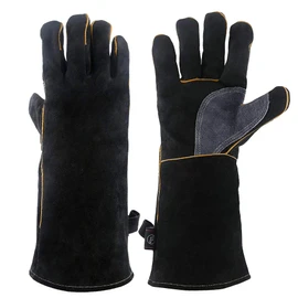 Extreme Heat & Fire Resistant Gloves Leather with Kevlar Stitching,Mitts Perfect for Fireplace, Stove, Oven, Grill, Welding, BBQ, Mig, Pot Holder, Animal Handling