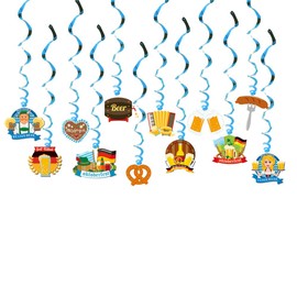 Oktoberfest Hanging Swirl Decorations, 24 Pieces Oktoberfest Decoration Set, Oktoberfest Ceiling Hanger Swirl Spiral Garland for Bavarian Decoration, Oktoberfest Party, Bavarian Decoration