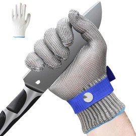 A9 Cut Resistant Kitchen Gloves Stainless Steel Mesh Metal Safety Protective Glove for Cutting Meat Mandoline Oyster Shucking (M)