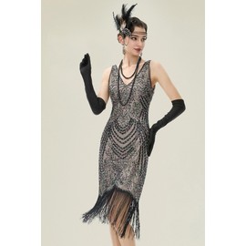 BABEYOND 1920s Accessories Set Women's Gatsby Costume Accessory Set Including Headband Necklace Gloves