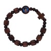 Carlo Acutis Stretch Rosary Bracelet, 9mm Brown Wood Beads, Photo