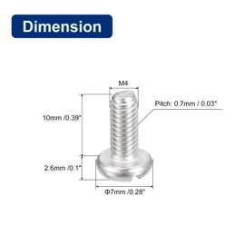 sourcing map 304 Stainless Steel Machine Screws, 100pcs M4x10mm Slotted Drive Pan Head Screw Bolts