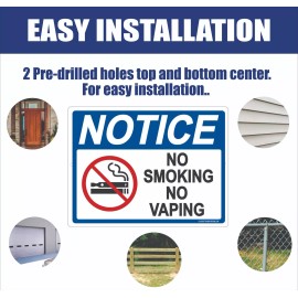 Notice No Smoking No Vaping Sign | Metal | 9x12" | USA Made