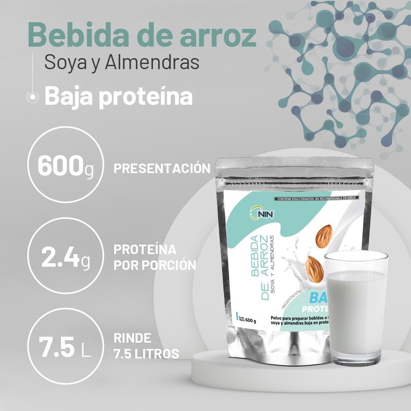 Bebida de Arroz Soya y Almendras en Polvo NIN Baja