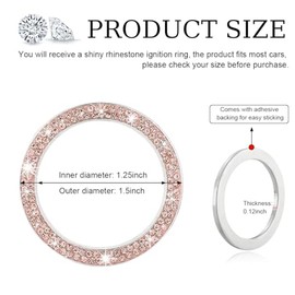 Gasedin Gasedin Car Engine Start Stop Decoration Ring, Sparkling Crystal Vehicle Push Button Start Sticker, Double Rhinestone Engine Ignition Button Decal, Universal Car Accessories (Peach)