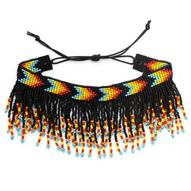 Handmade Beaded Foot Anklet Bohemian for Women Native Southwest Colors Ankle Bracelet(Black)