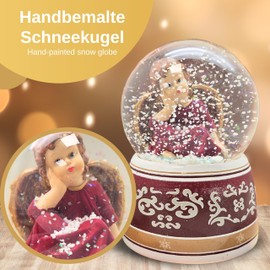 Snow globe Christmas angel red dreamy | base with ornaments | with music box "Wassermusik | Height: 140 mm Width: 100 mm | 20033