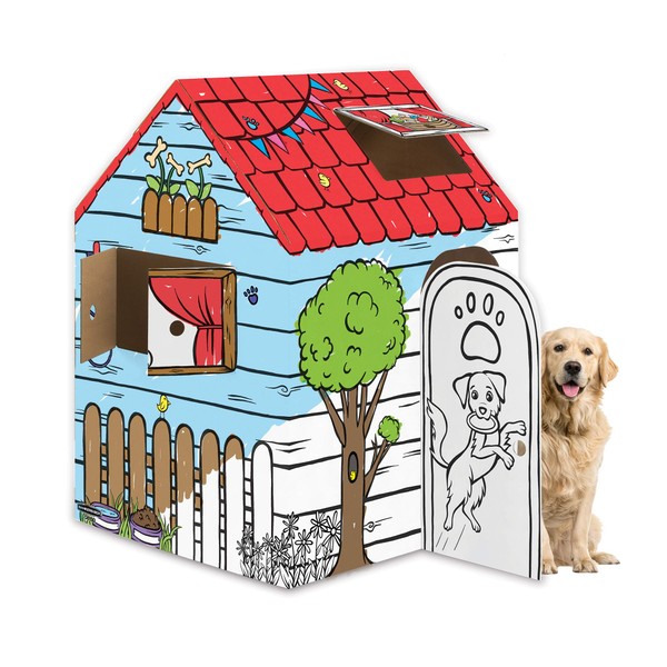 Bankers Box at Play Dog Playhouse, Cardboard Playhouse for Dogs and Kids