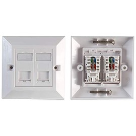 PRO SIGNAL PSG91593 1-Gang Twin Socket RJ45 Cat6 Faceplate, White