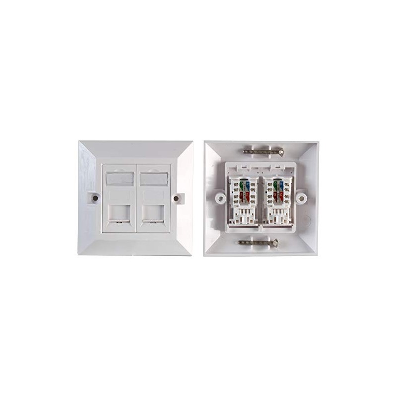 PRO SIGNAL PSG91593 1-Gang Twin Socket RJ45 Cat6 Faceplate, White