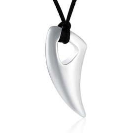constantlife Cremation Jewelry Memorial Urn Necklace for Ashes - Wolf Tooth Stainless Steel Pendant for Men Pet Dog Cat Keepsake (Silver)