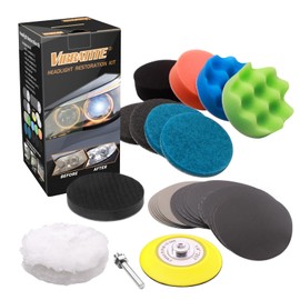 VIBRATITE 32 Pieces Headlight Restoration Set, Polishing Kit for Restoring Dull Faded Headlights, DIY Headlight Restoration Kit with Sandpaper, Polishing Sponge, Abrasive Fleece