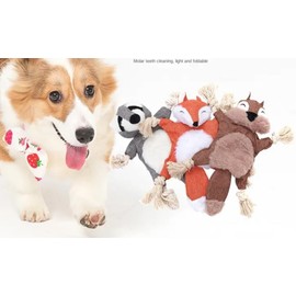 SNIFF-N-SQUEAK TOYS Furry Forest Friends Dog Toy Set - Squirrel, Fox, Raccoon, 3-Pack