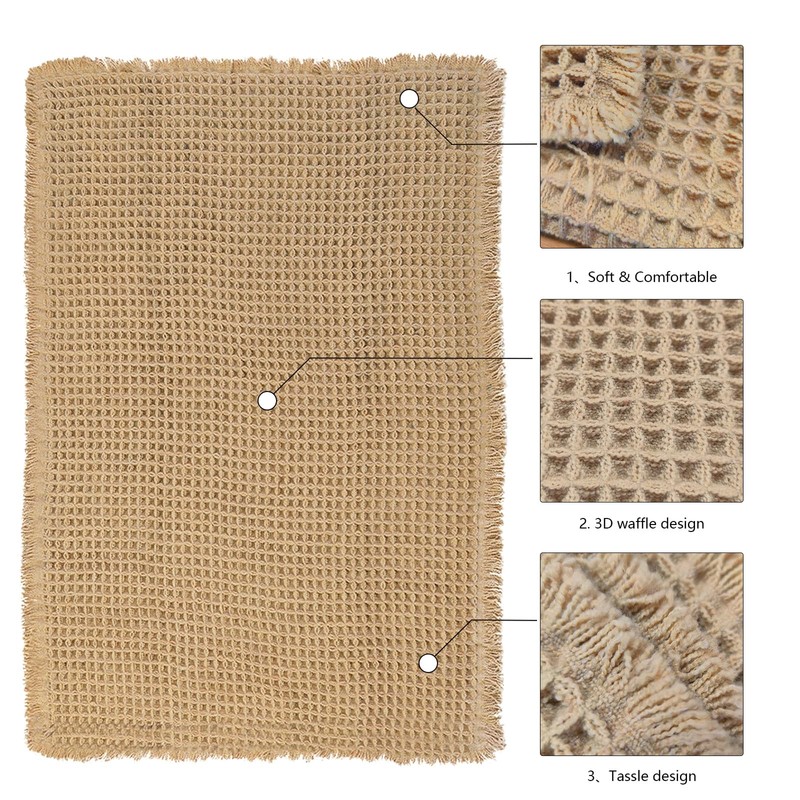AIBIIN 18"x30" Brown Waffle Bath Mat Super Absorbent Non Slip