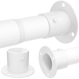 Clothes Rail Extendable Wardrobe Rail Wall Mounted White Clothes Rail for Cupboards, Wardrobes, Washrooms and Motorhomes, 85-235 cm/Diameter 32 mm