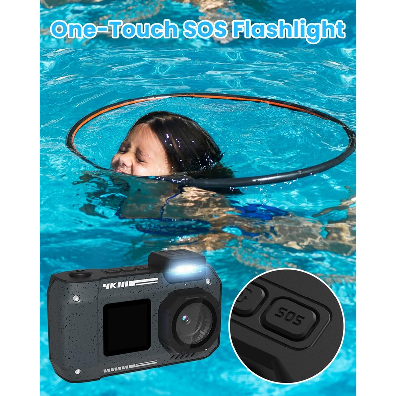 MOREXIMI 33FT Underwater Camera, 4K 65MP Waterproof Camera, Underwater Camera