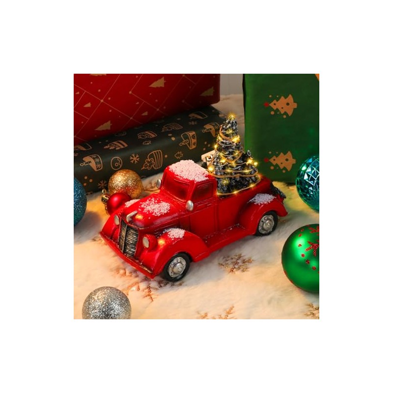 ASVEL 17 cm Camión Casa de Campo Rojo, Decoracion Navidad