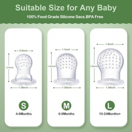 Silicone Replacement Pouch Pacifier for Baby Fruit Food Feeder Compatible with Haakaa/NatureBond/POIKSHARK/WeeSprout, Food Grade Silicone Feeder Sacs, Fruit Feeder Replacement Nipples(M-Size 3PCS)