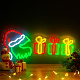 Christmas Neon Sign – LED Neon Wall Light, Xmas Lights Accent for Bedroom, Kids’ Room, Game Room, Home Bar, Window Display, Holiday Parties, Gift for Friends