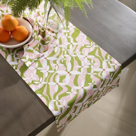 Voven Glamour Table Runner – 14"x72", 100% Cotton, Premium Elegant Design, Machine Washable, Boho Chic Décor, Nomad Apricot Floral Pops