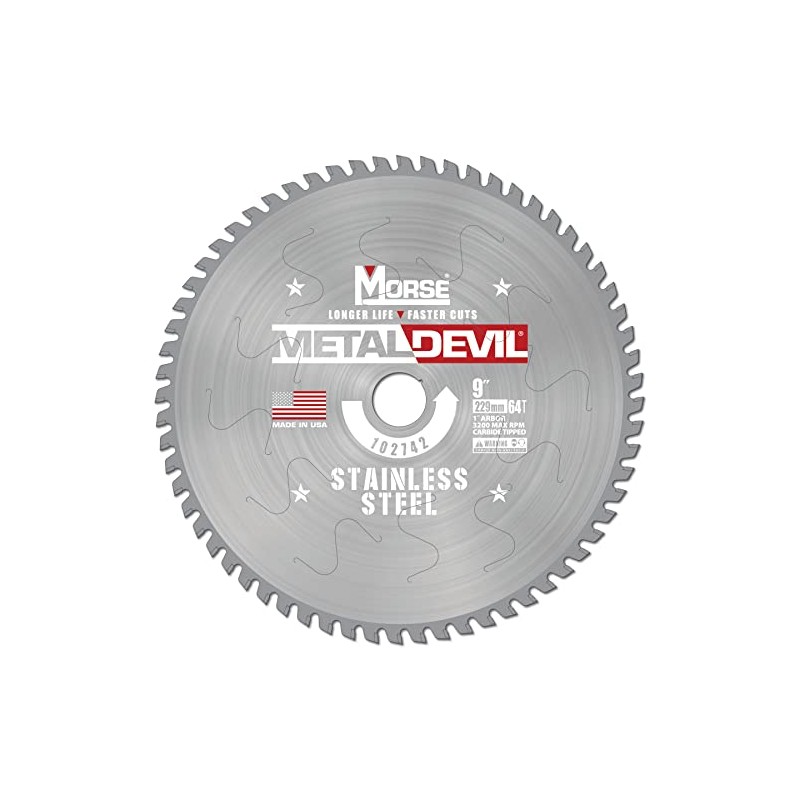Morse Metal Devil CSM964FSSC, Circular Saw Blade, Carbide Tipped, Stainless