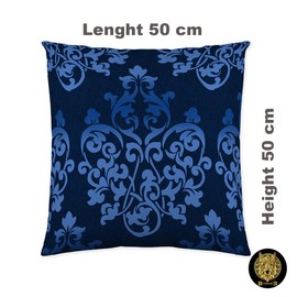 Byour3 - Cushion cover with zip, 100% cotton cushion cover in combination with the sofa cover, duvet cushion protection, square, bedroom, lounge area, sofa (black blue, 50 x 50 cm)