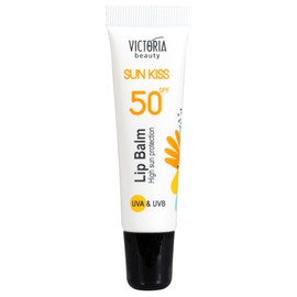 Victoria Beauty Sun Kiss SPF 50 Lip Balm - Lip Sunscreen with Coconut Oil, Sweet Almond Oil, and Hyaluronic Acid, 10ml