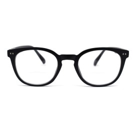 SA106 Unisex Round Keyhole Plastic Rim Bi-focal Reading Glasses +2.25 Matte Black
