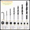 Rustark 23 Pcs Wood Drill Bit Set with Dowel Pins