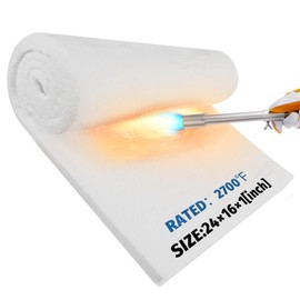 Nelyrho 24"x16"x1" Ceramic Fiber Insulation Blanket, Fireproof & Heat Resistant Up to 2700°F, Ideal for Wood Stove Baffle, Fireplaces, Kilns, Forges, Pizza Ovens and More