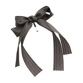 VINGTAINE H7468-BK- Striped Pattern, Long Ribbon, Pony Hook, Hair Cuff, Hair Accessories,