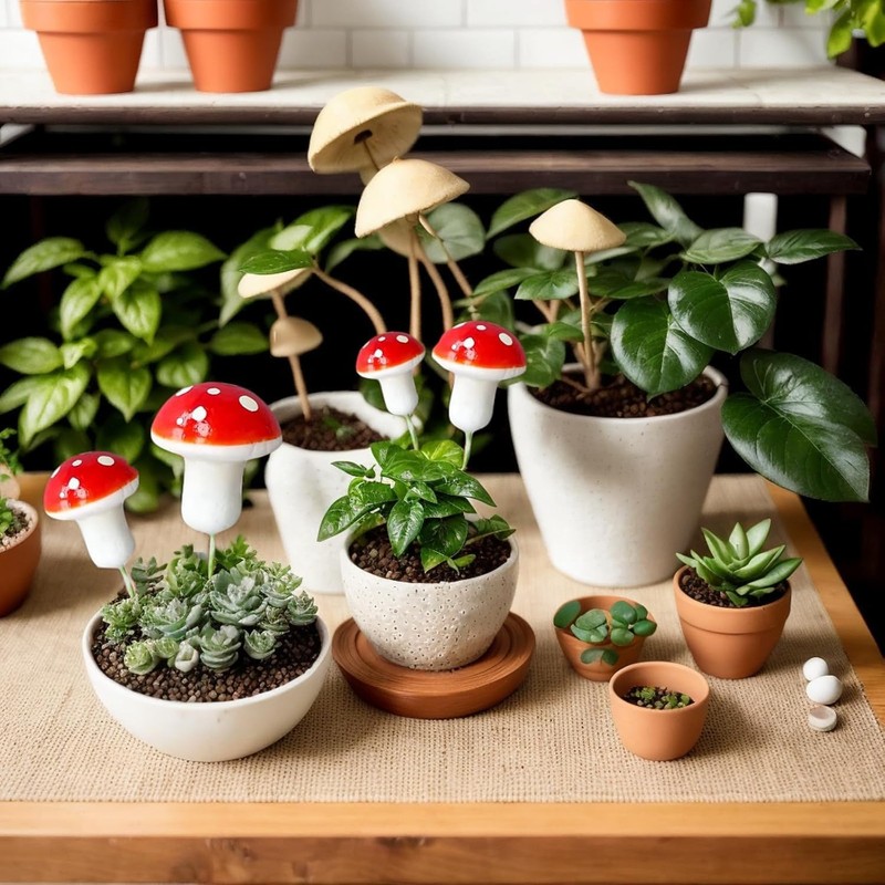 Mushroom Decoration, Pack of 50 Toadstools on Drath Mushrooms Realistic